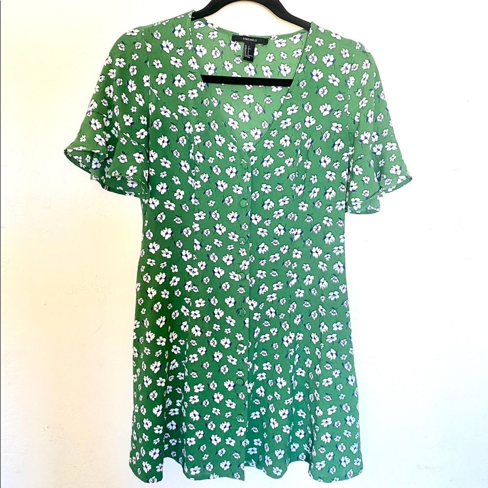 Forever 21 Green Floral Dress Size Small